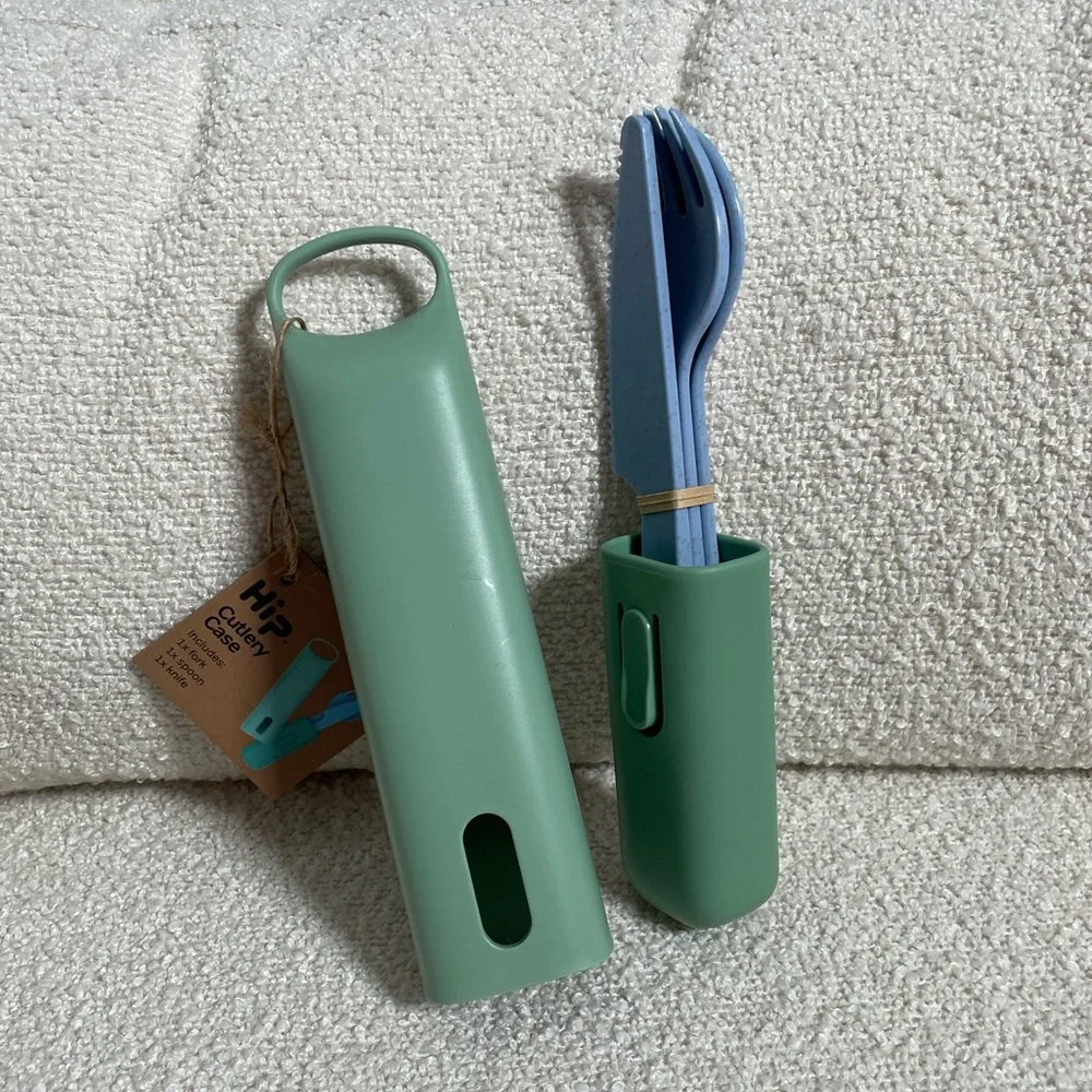 HIP 3 Piece Cutlery Set with Carrying Case Knife Fork Spoon Travel Lunch Pack
